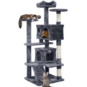 54.5" Height Cat Tree Tower Condo with Scratching Post, Darkgray