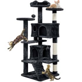 54.5" Double Condo Cat Tree with Scratching Post Tower