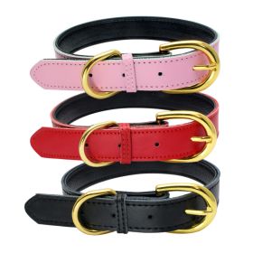 Genuine Leather Dog Collar; Wide Dog Collar; Soft Padded Breathable Adjustable Tactical Waterproof Pet Collar (Specification (L * W): XS 30*1.5cm, colour: Powder)